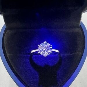 GRA Moissanite Diamond Engagement Ring 6 Prong Wedding S925 2 Ct Size 9